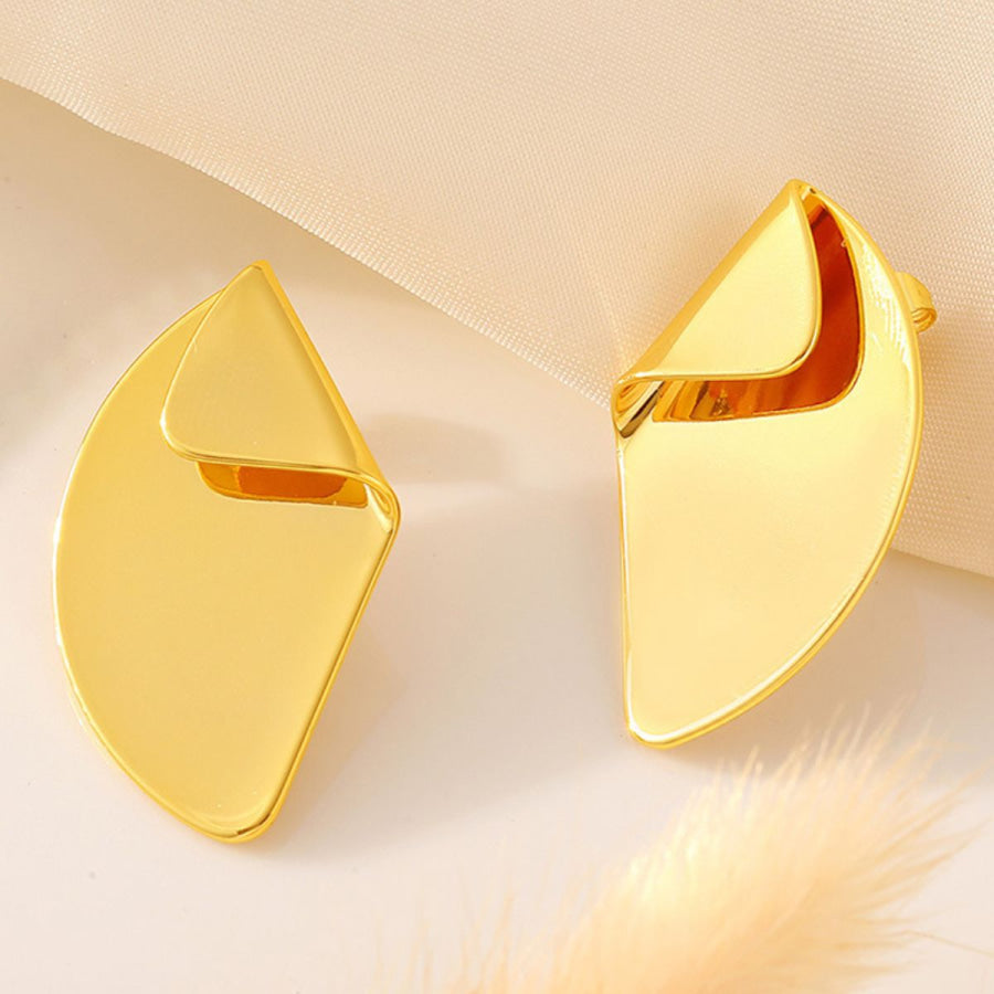 18K Gold-Plated Irregular Fan-Shaped Earrings Gold / One Size Apparel and Accessories