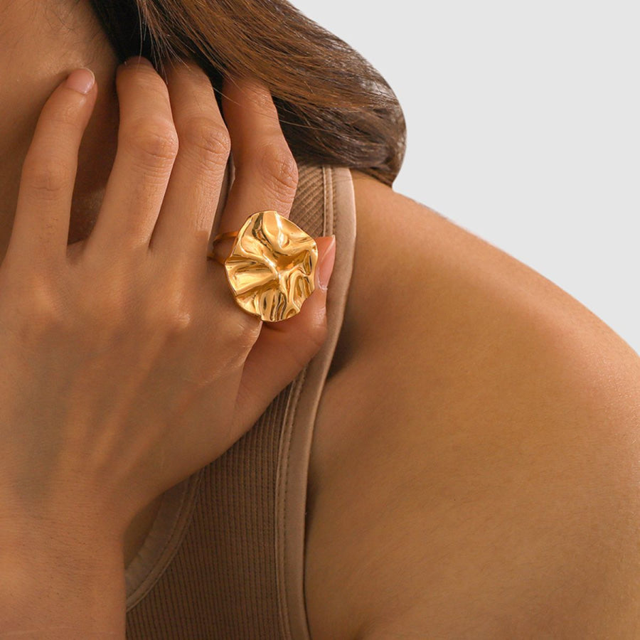 18K Gold-Plated Irregular Open Ring Gold / 7 Apparel and Accessories