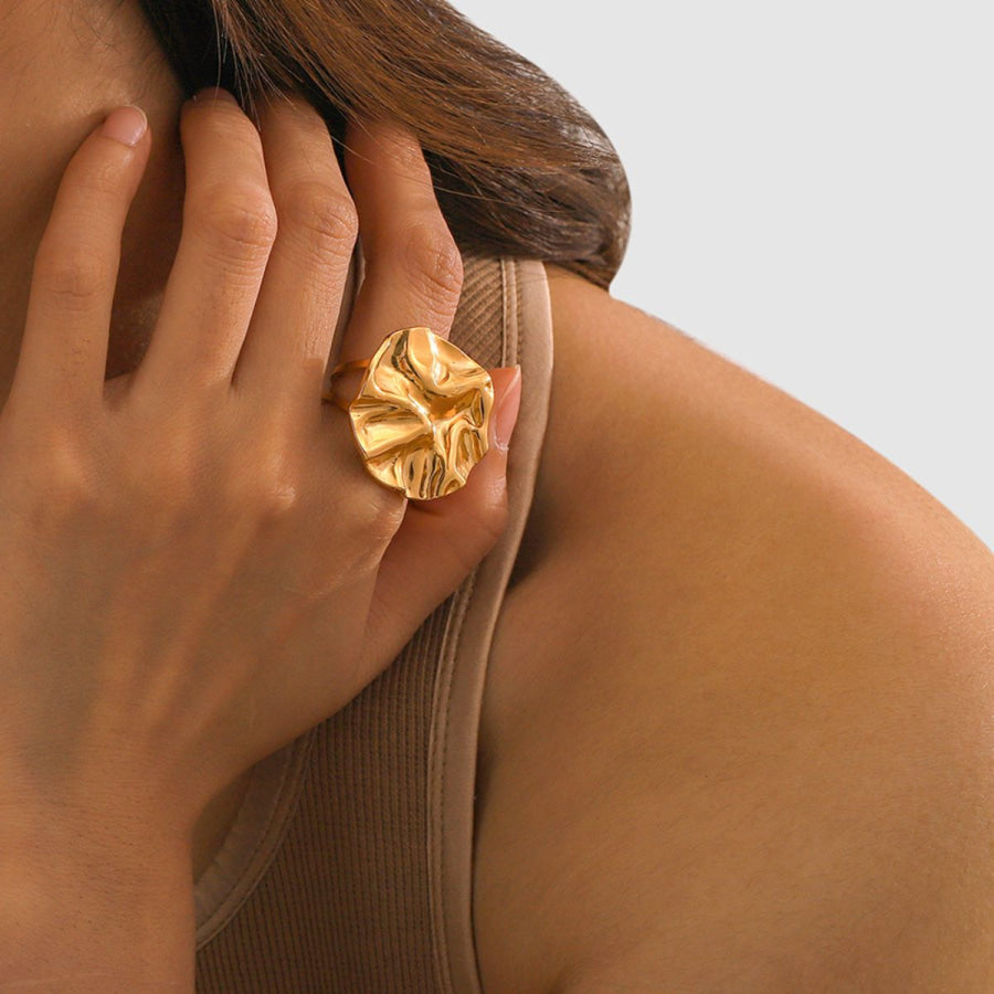 18K Gold-Plated Irregular Open Ring Gold / 7 Apparel and Accessories