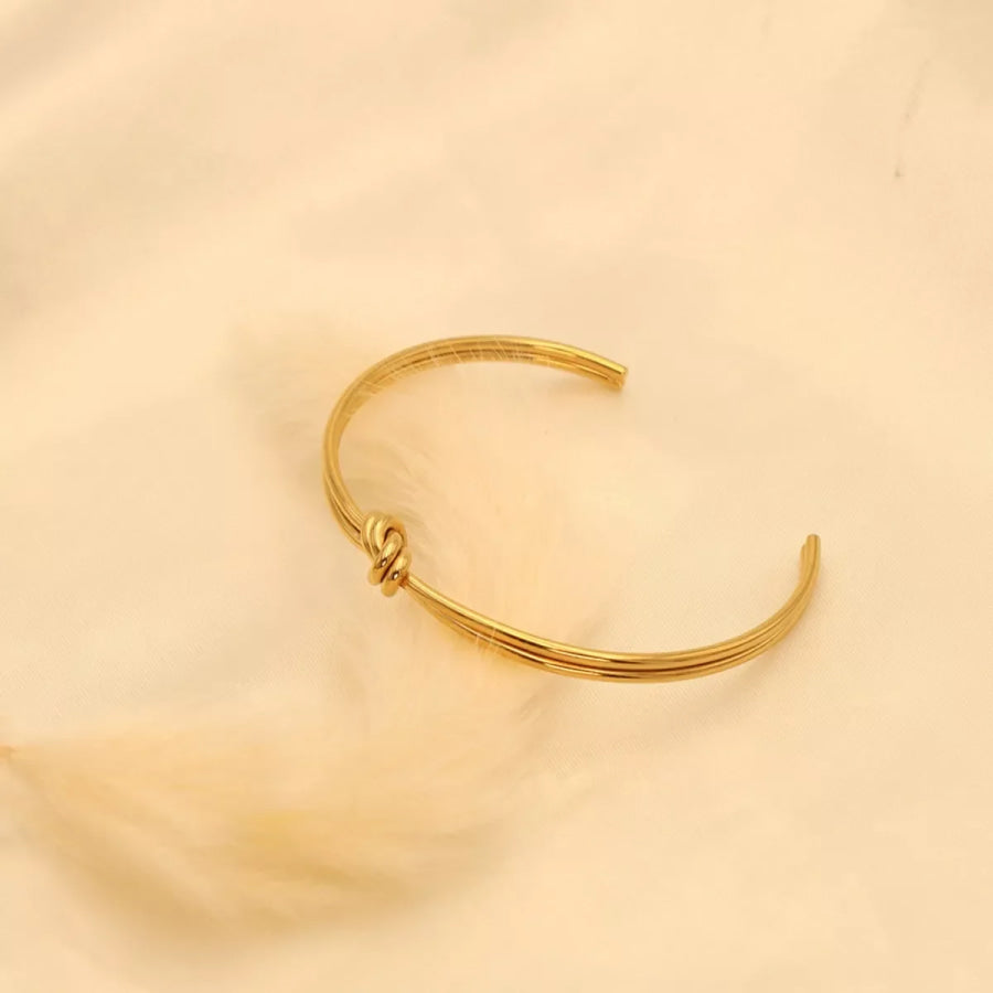 18K Gold-Plated Knot Open Bracelet Gold / onesize Apparel and Accessories