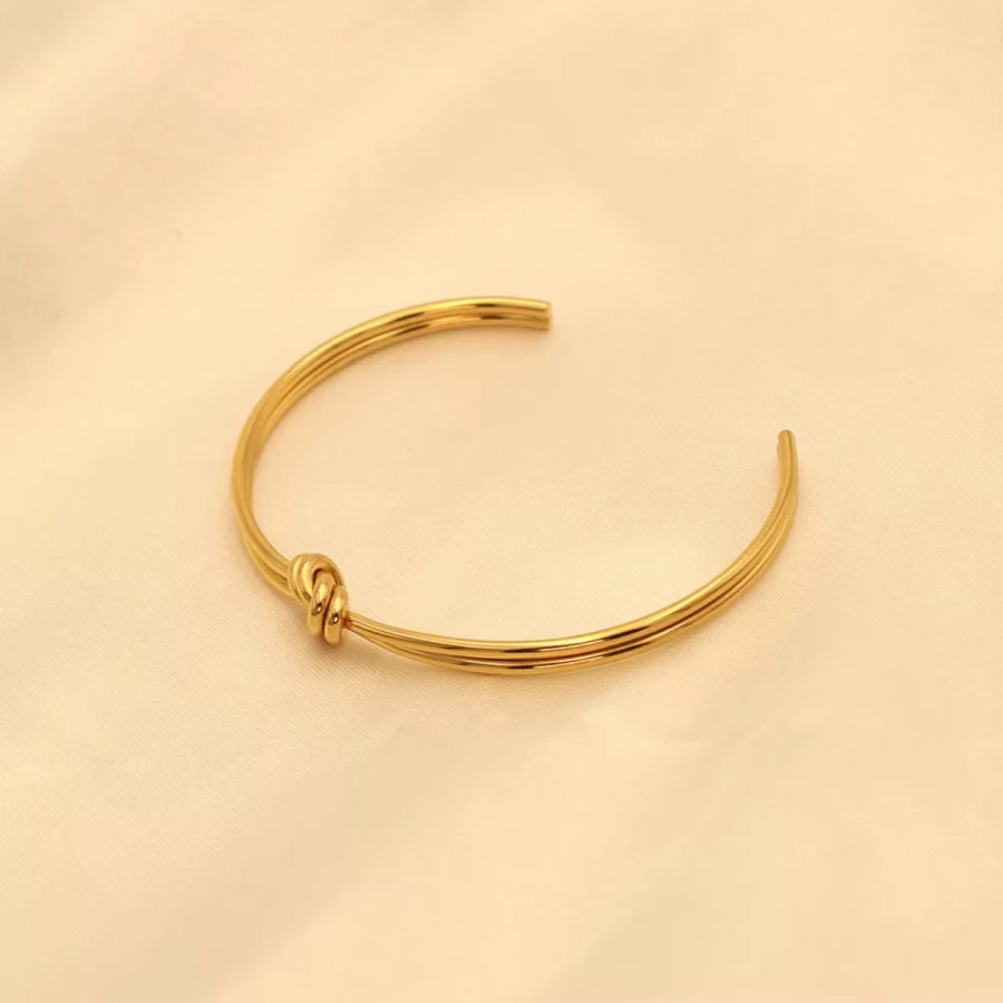 18K Gold-Plated Knot Open Bracelet Gold / onesize Apparel and Accessories