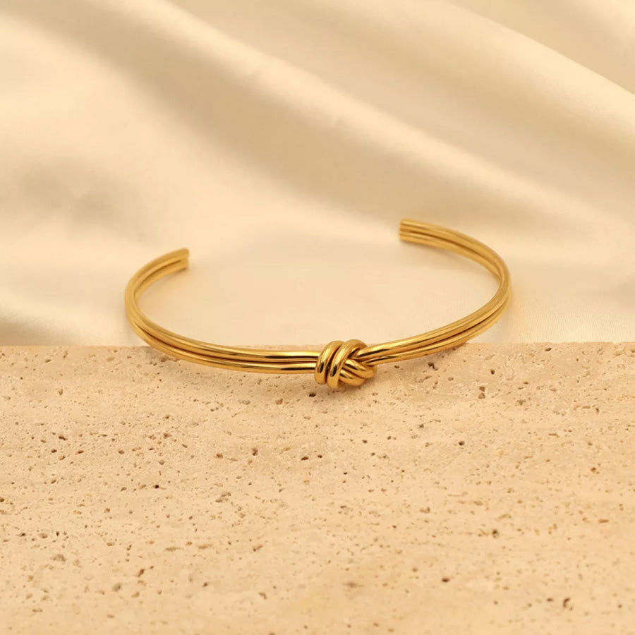 18K Gold-Plated Knot Open Bracelet Gold / onesize Apparel and Accessories