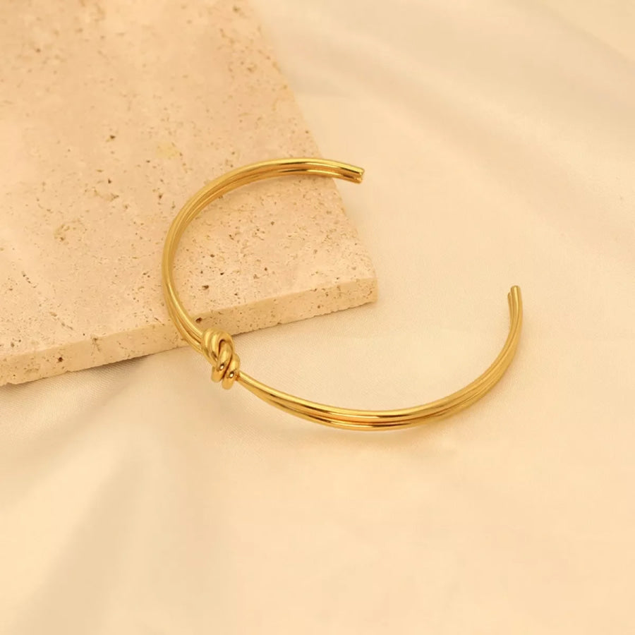 18K Gold-Plated Knot Open Bracelet Gold / onesize Apparel and Accessories