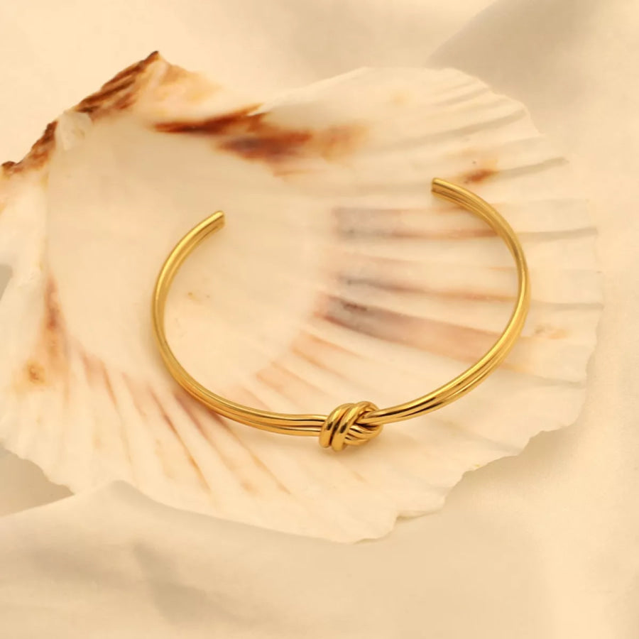 18K Gold-Plated Knot Open Bracelet Gold / onesize Apparel and Accessories