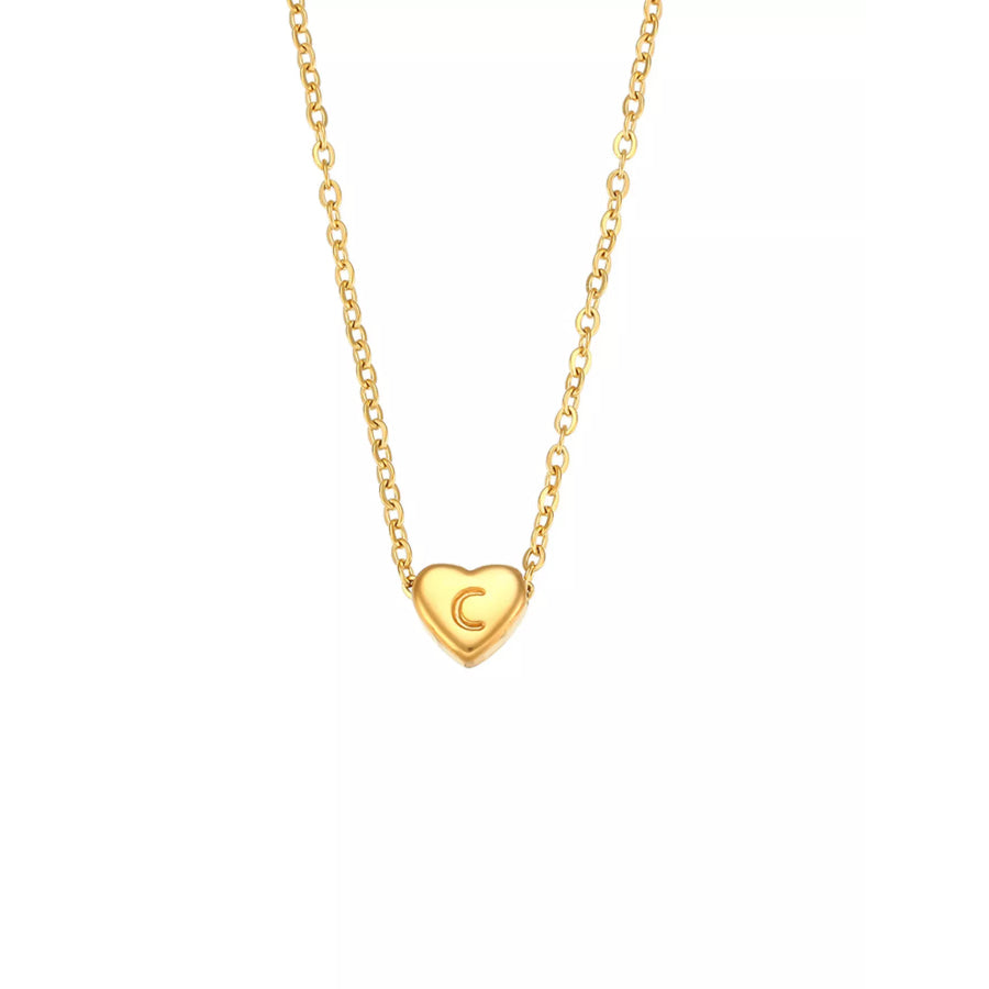 18K Gold-Plated Letter Heart Necklace C / onesize Apparel and Accessories