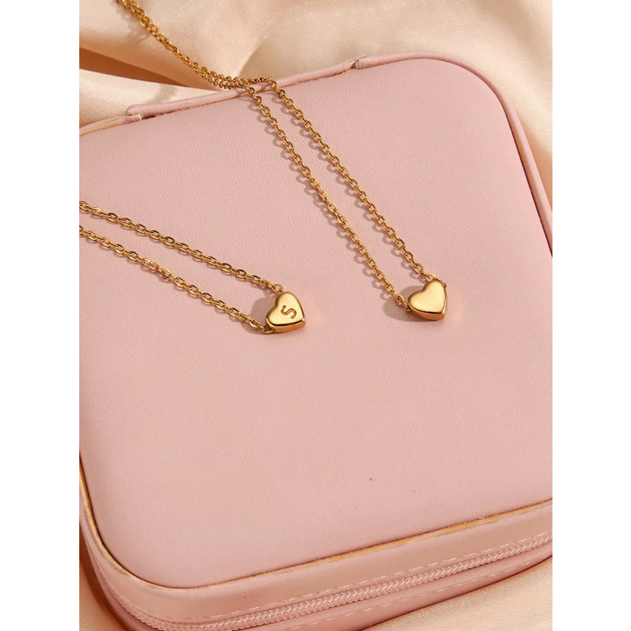 18K Gold-Plated Letter Heart Necklace S / onesize Apparel and Accessories