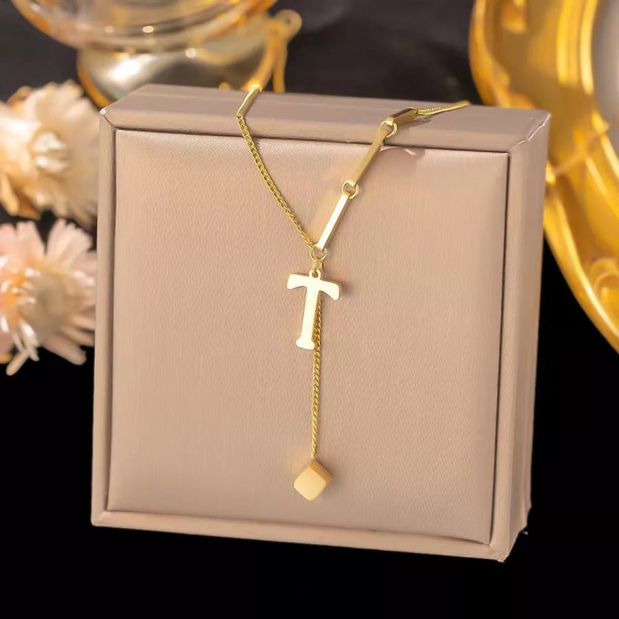 18K Gold-Plated Letter Pendant Necklace Apparel and Accessories