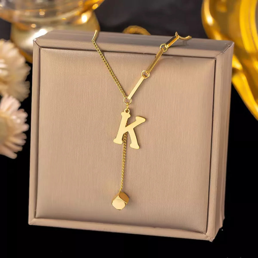 18K Gold-Plated Letter Pendant Necklace Apparel and Accessories