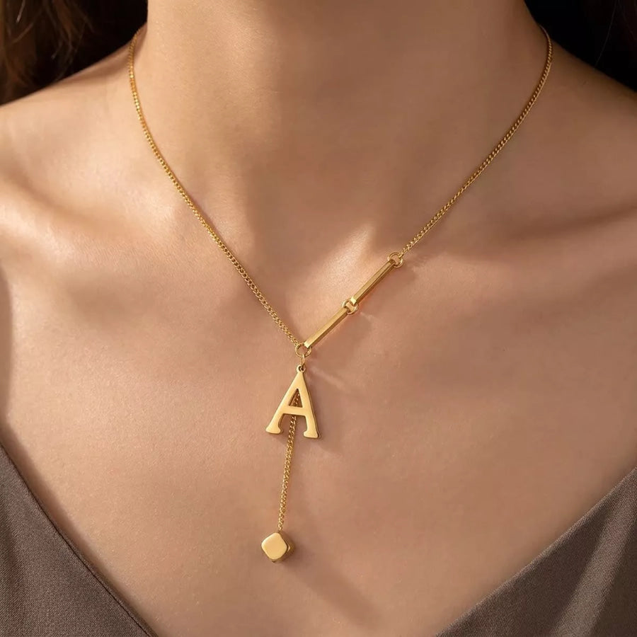 18K Gold-Plated Letter Pendant Necklace Style A / onesize Apparel and Accessories