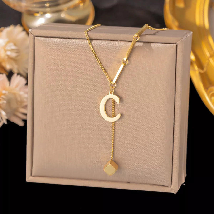 18K Gold-Plated Letter Pendant Necklace Style C / onesize Apparel and Accessories