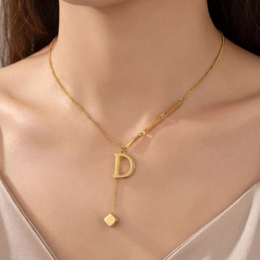 18K Gold-Plated Letter Pendant Necklace Style D / onesize Apparel and Accessories