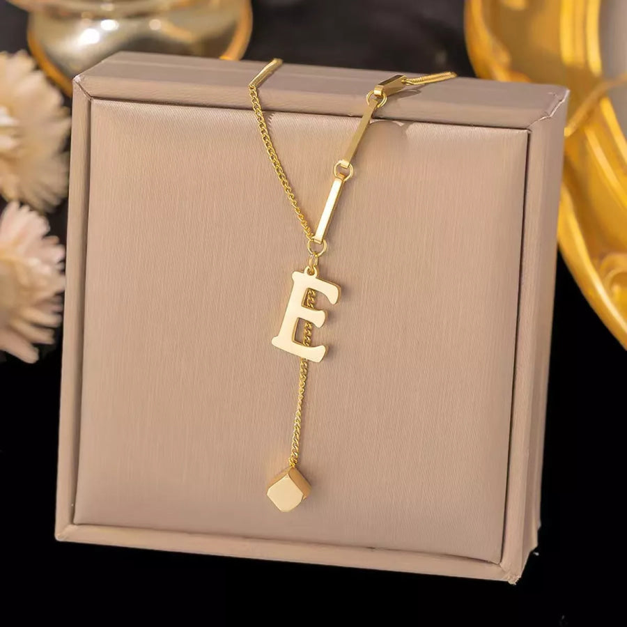 18K Gold-Plated Letter Pendant Necklace Style E / onesize Apparel and Accessories