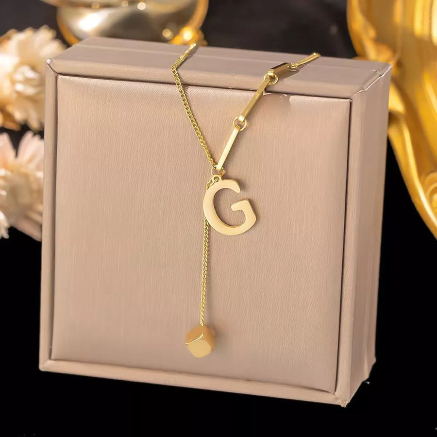 18K Gold-Plated Letter Pendant Necklace Style G / onesize Apparel and Accessories