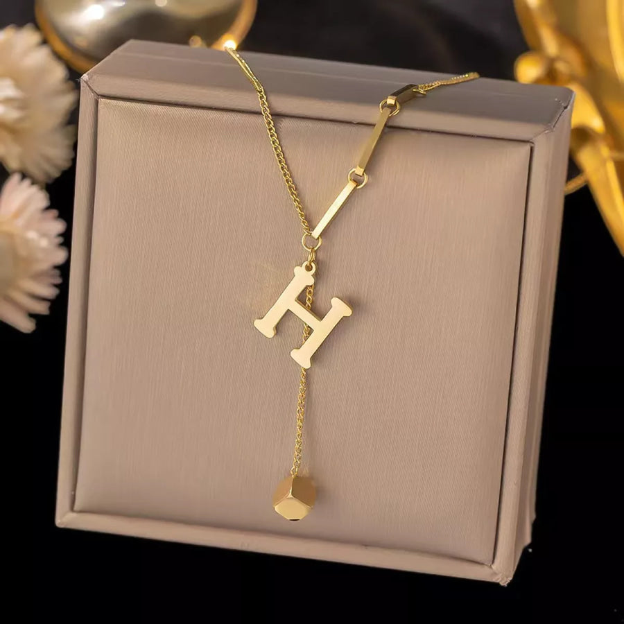18K Gold-Plated Letter Pendant Necklace Style H / onesize Apparel and Accessories