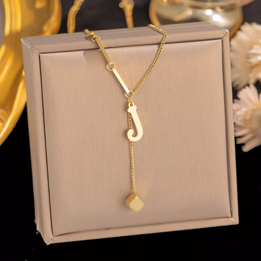 18K Gold-Plated Letter Pendant Necklace Style J / onesize Apparel and Accessories
