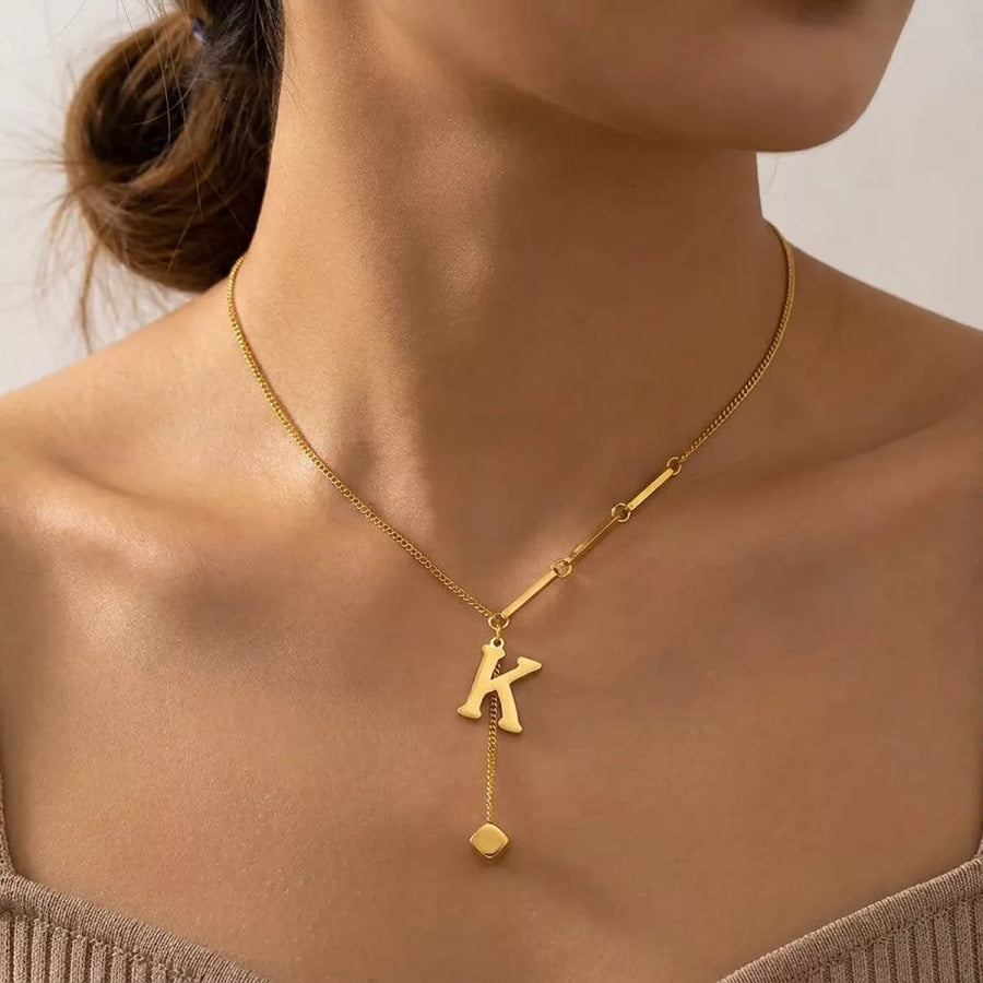 18K Gold-Plated Letter Pendant Necklace Style K / onesize Apparel and Accessories