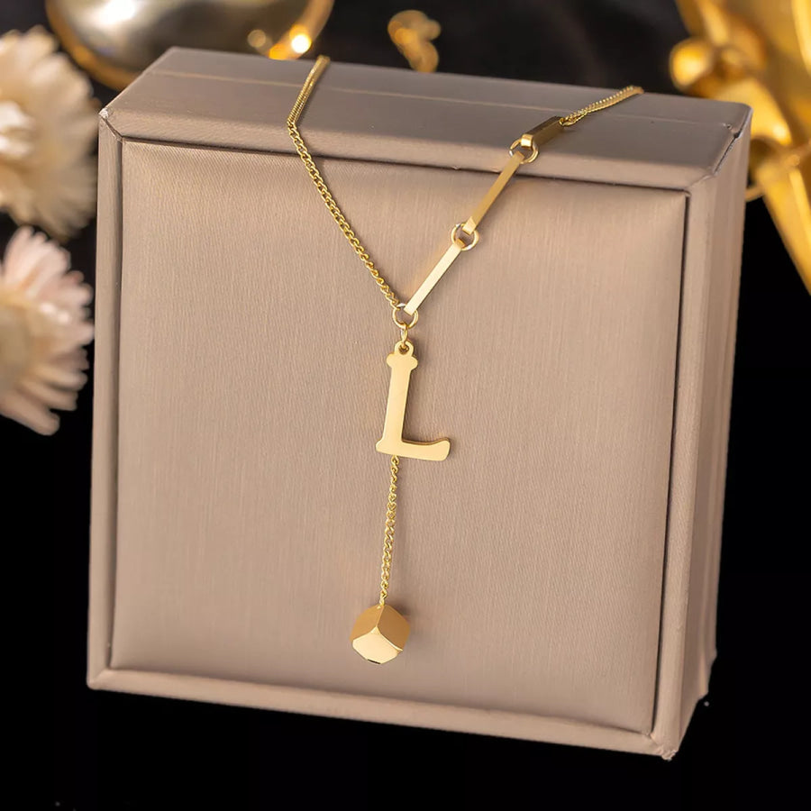 18K Gold-Plated Letter Pendant Necklace Style L / onesize Apparel and Accessories