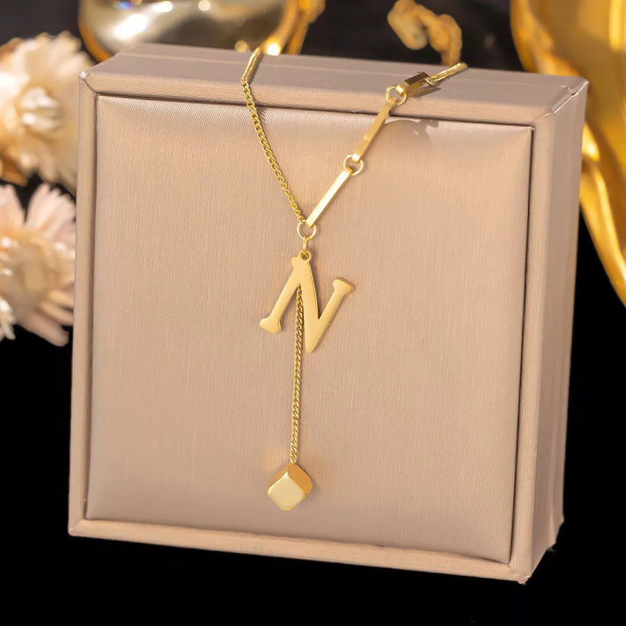 18K Gold-Plated Letter Pendant Necklace Style N / onesize Apparel and Accessories