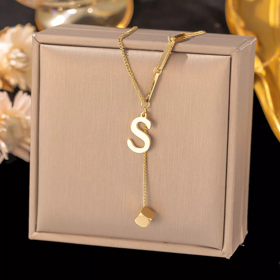 18K Gold-Plated Letter Pendant Necklace Style S / onesize Apparel and Accessories