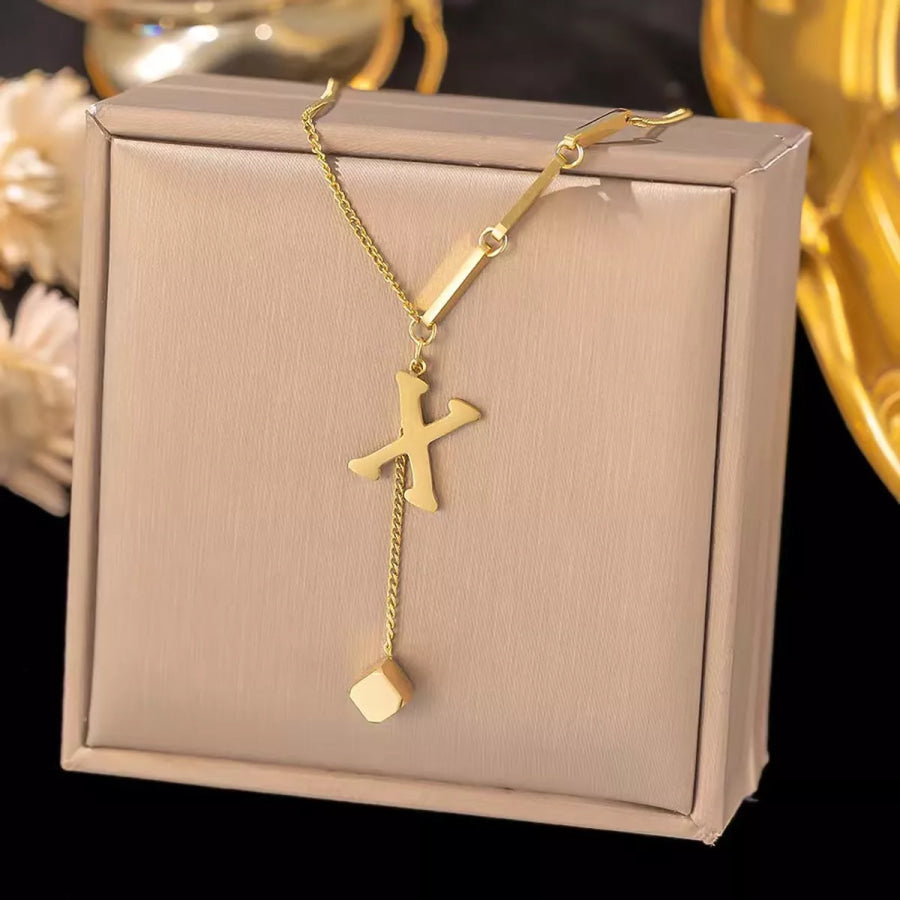 18K Gold-Plated Letter Pendant Necklace Style X / onesize Apparel and Accessories
