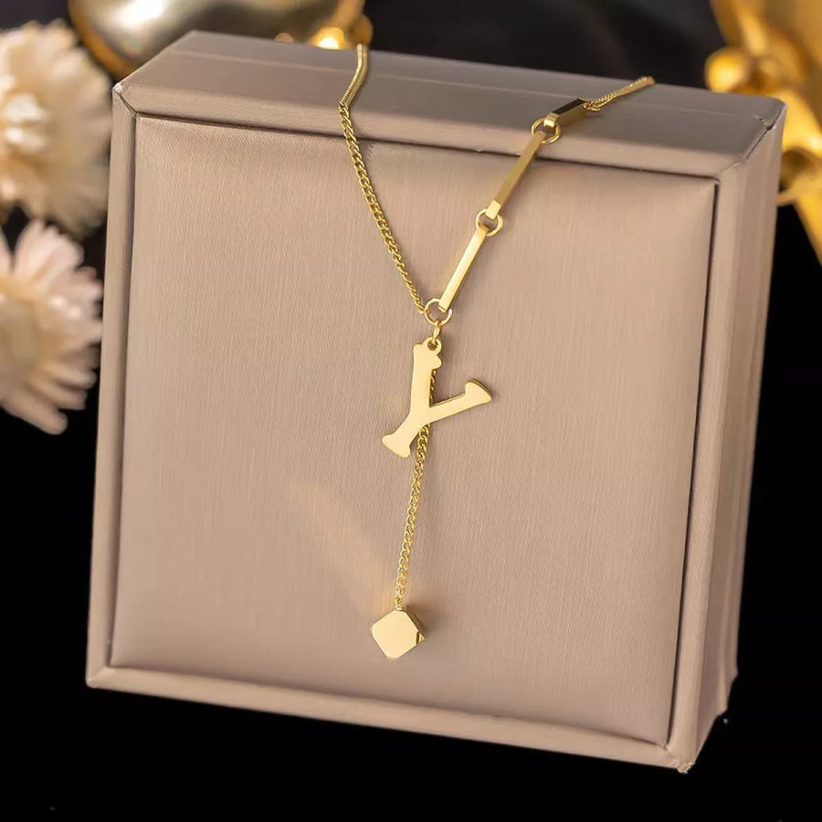 18K Gold-Plated Letter Pendant Necklace Style Y / onesize Apparel and Accessories