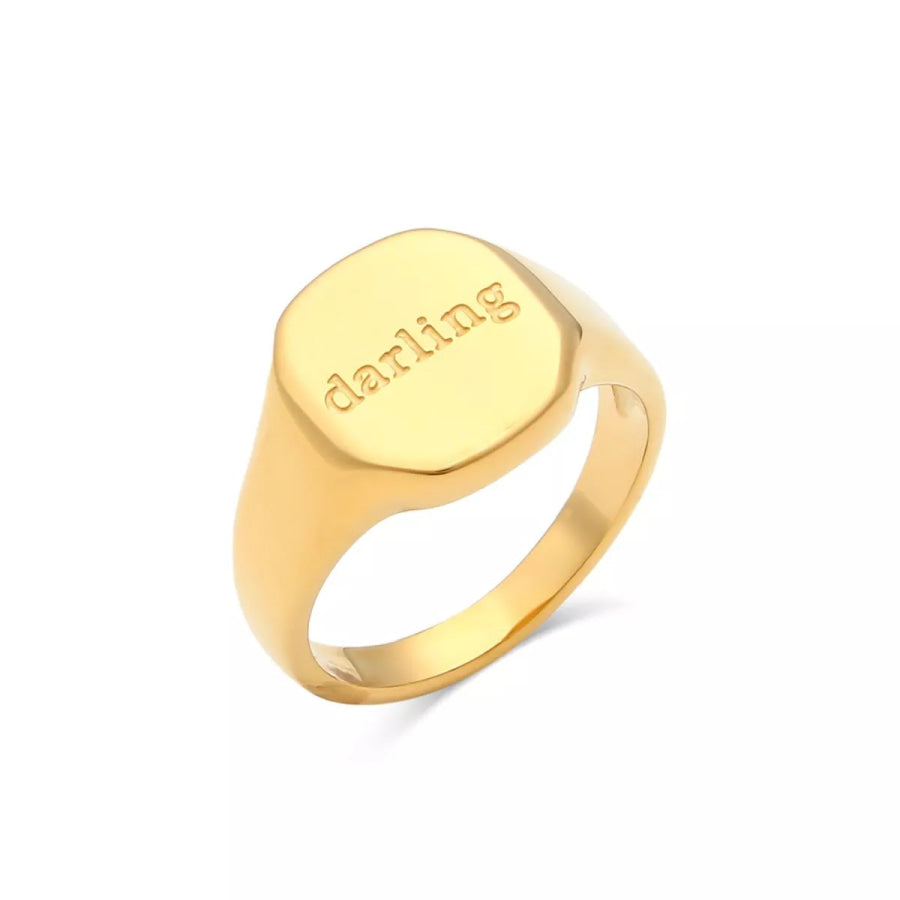 18K Gold-Plated Letter Signet Ring Apparel and Accessories