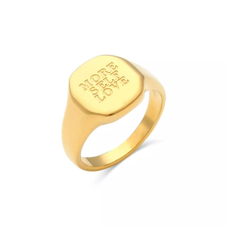 18K Gold-Plated Letter Signet Ring Apparel and Accessories
