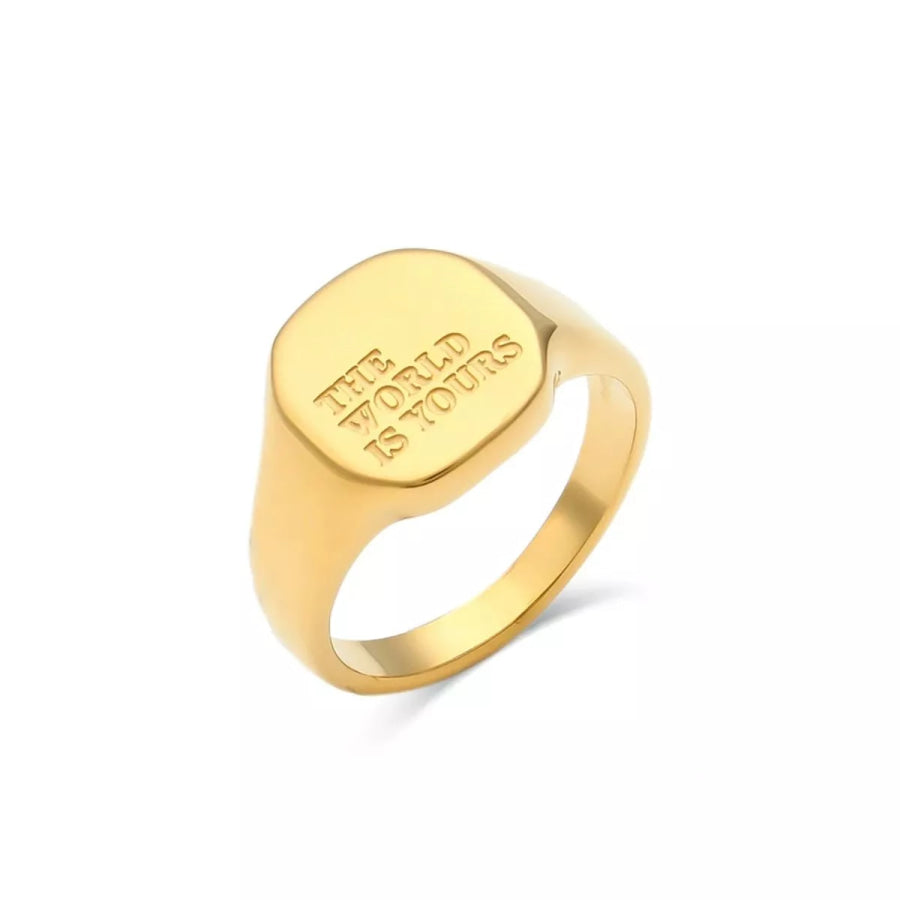 18K Gold-Plated Letter Signet Ring Apparel and Accessories