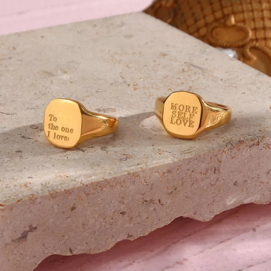 18K Gold-Plated Letter Signet Ring Apparel and Accessories