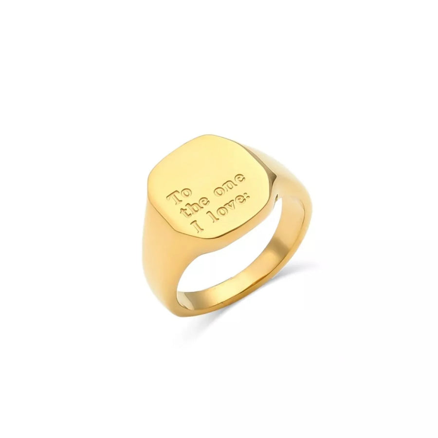 18K Gold-Plated Letter Signet Ring Style D / 6 Apparel and Accessories