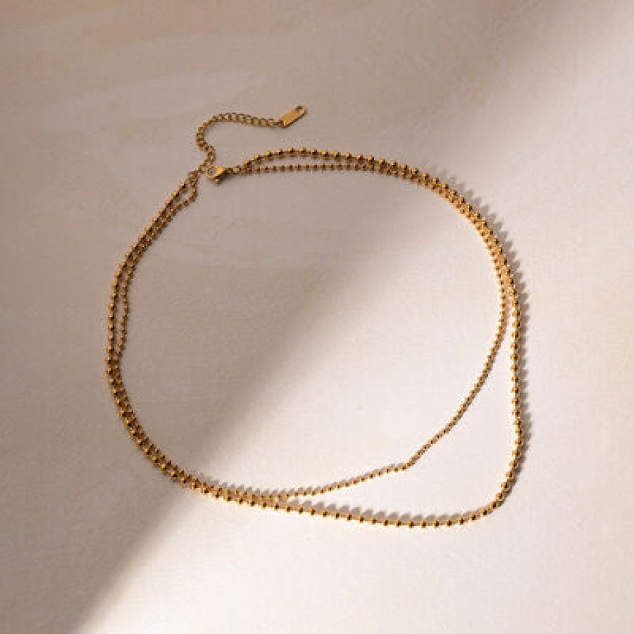 18K Gold-Plated Lobster Closure Bead Necklace Gold / One Size Apparel and Accessories