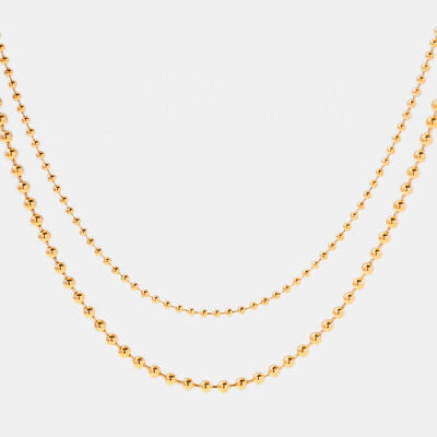 18K Gold-Plated Lobster Closure Bead Necklace Gold / One Size Apparel and Accessories