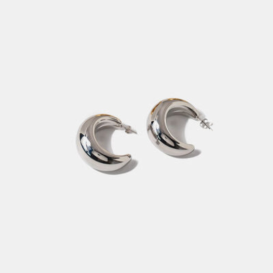 18K Gold-Plated Moon Crescent Earrings Silver / One Size Clothing
