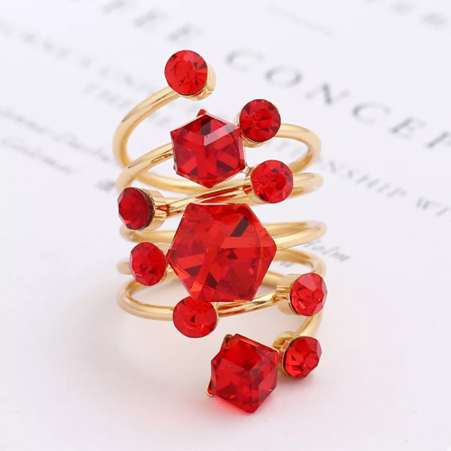 18K Gold-Plated Multi-Layered Ring Red / One Size Apparel and Accessories