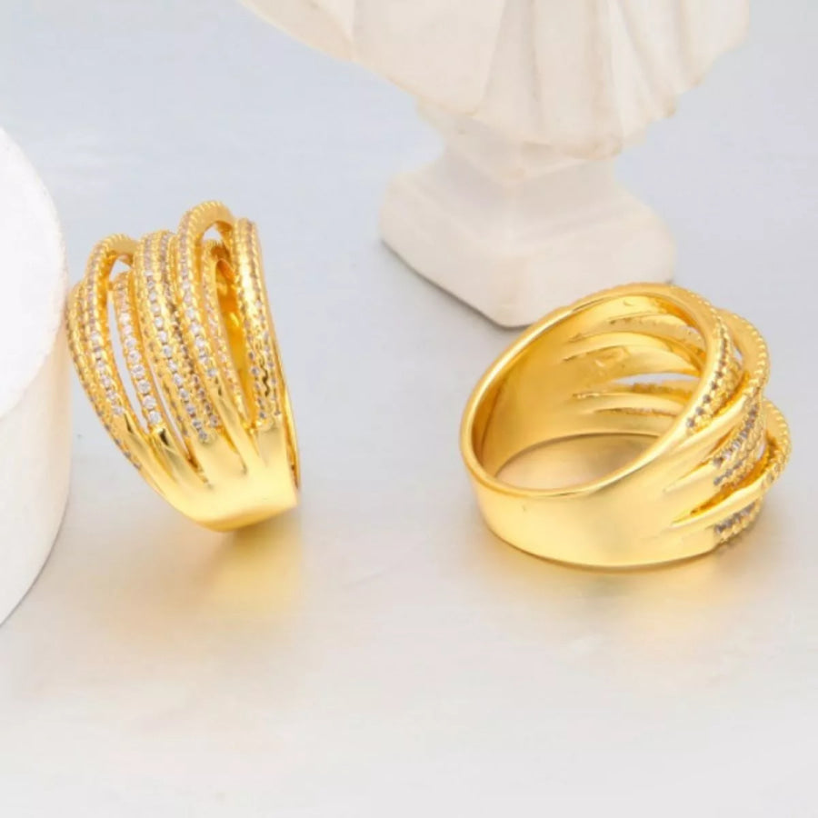18K Gold-Plated Multi-Row Ring Gold / 7 Apparel and Accessories
