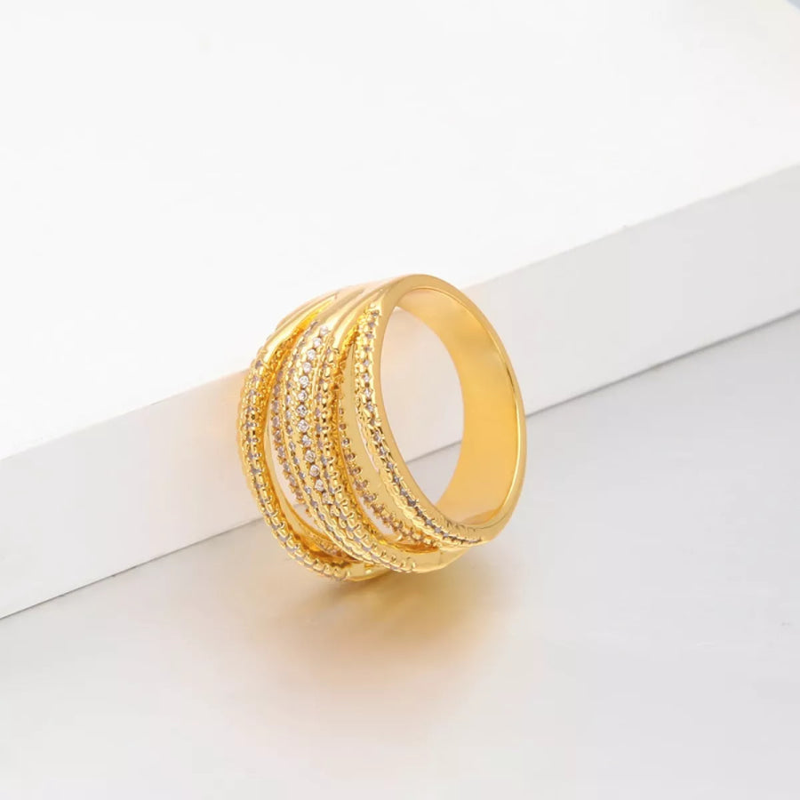18K Gold-Plated Multi-Row Ring Gold / 7 Apparel and Accessories