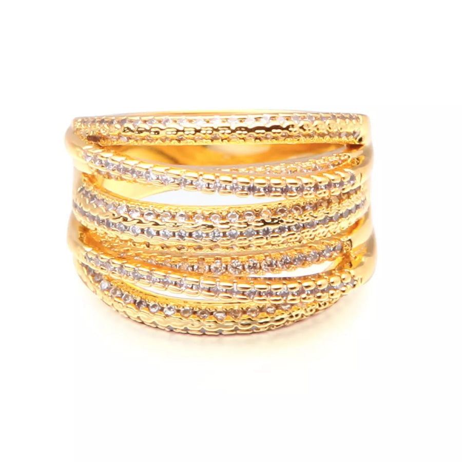 18K Gold-Plated Multi-Row Ring Gold / 7 Apparel and Accessories