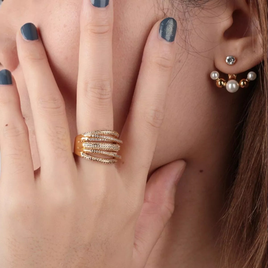 18K Gold-Plated Multi-Row Ring Gold / 7 Apparel and Accessories