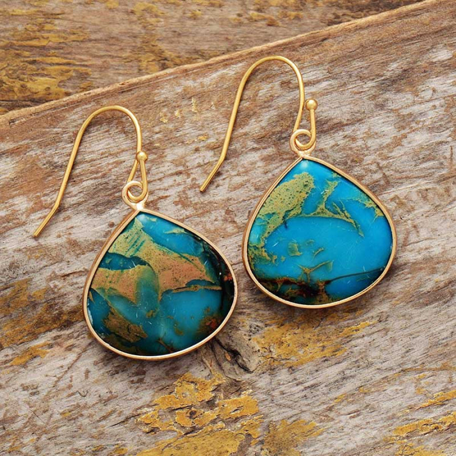 18K Gold-Plated Natural Stone Earrings Apparel and Accessories