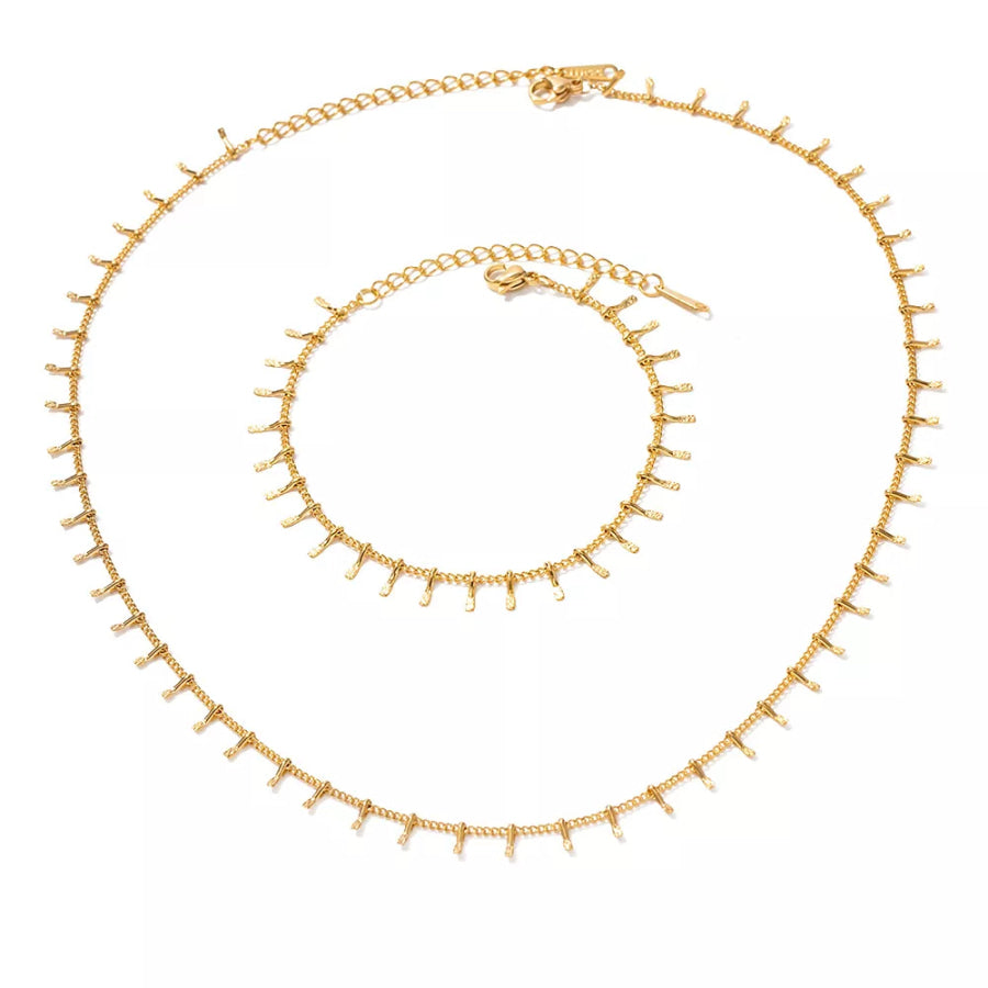 18K Gold-Plated Necklace and Bracelet Jewelry Set Gold / onesize Apparel Accessories