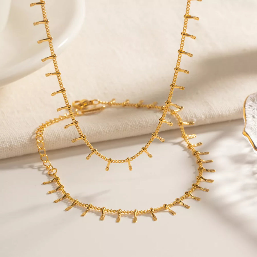 18K Gold-Plated Necklace and Bracelet Jewelry Set Gold / onesize Apparel Accessories