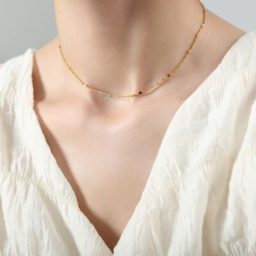 18K Gold-Plated Oil Drip Bead Necklace Gold / One Size Apparel and Accessories