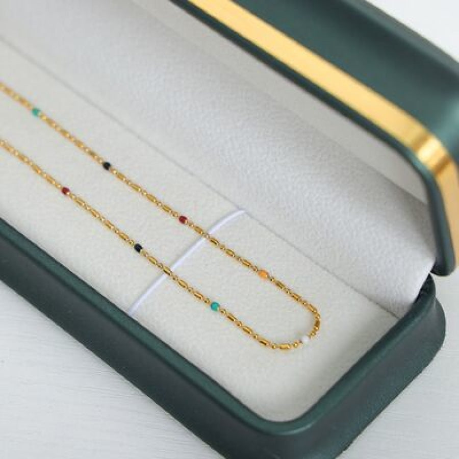 18K Gold-Plated Oil Drip Bead Necklace Gold / One Size Apparel and Accessories