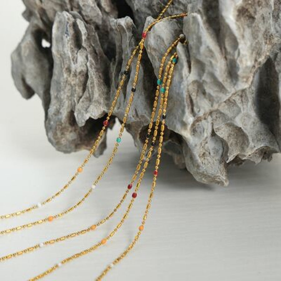 18K Gold-Plated Oil Drip Bead Necklace Gold / One Size Apparel and Accessories