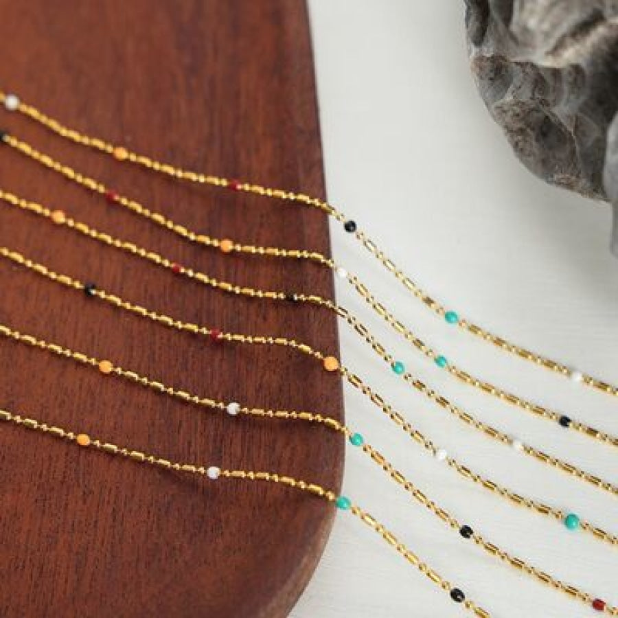 18K Gold-Plated Oil Drip Bead Necklace Gold / One Size Apparel and Accessories