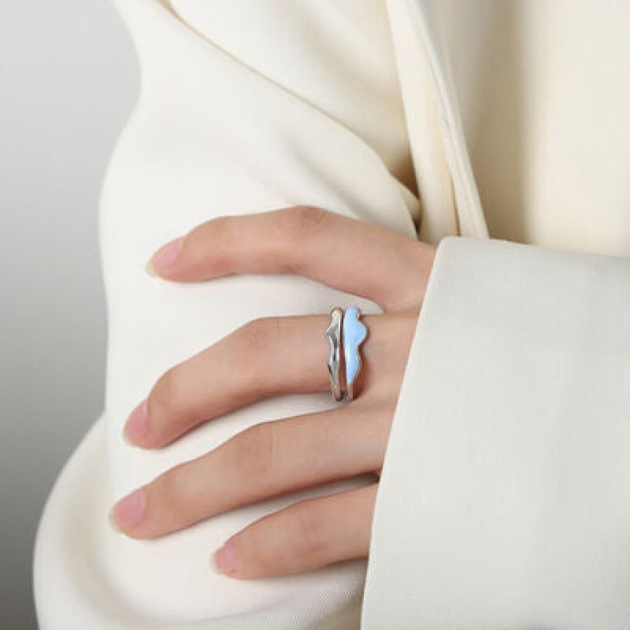 18K Gold-Plated Open Ring Pastel Blue / 7 Clothing