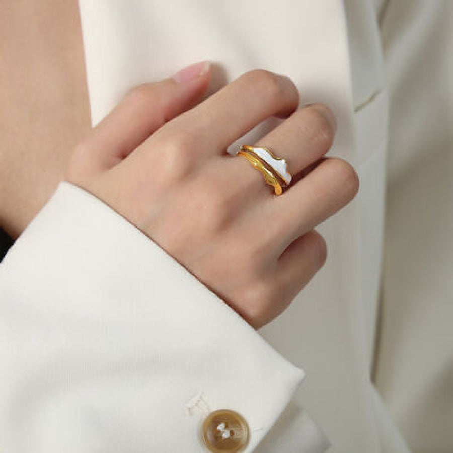 18K Gold-Plated Open Ring White / 7 Clothing