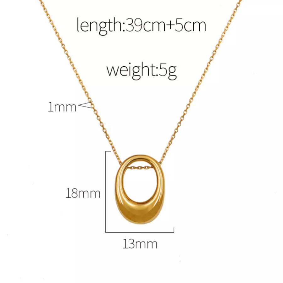 18K Gold-Plated Oval Pendant Necklace Gold / One Size Apparel and Accessories