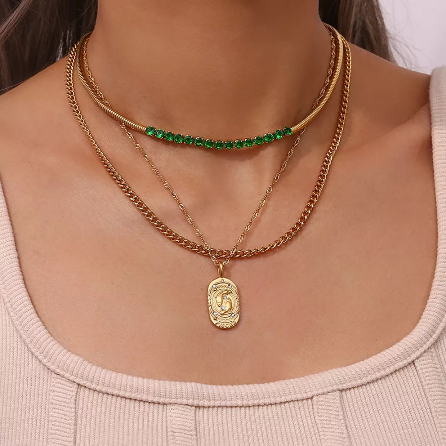 18K Gold-Plated Oval Zodiac Pendant Necklace Apparel and Accessories