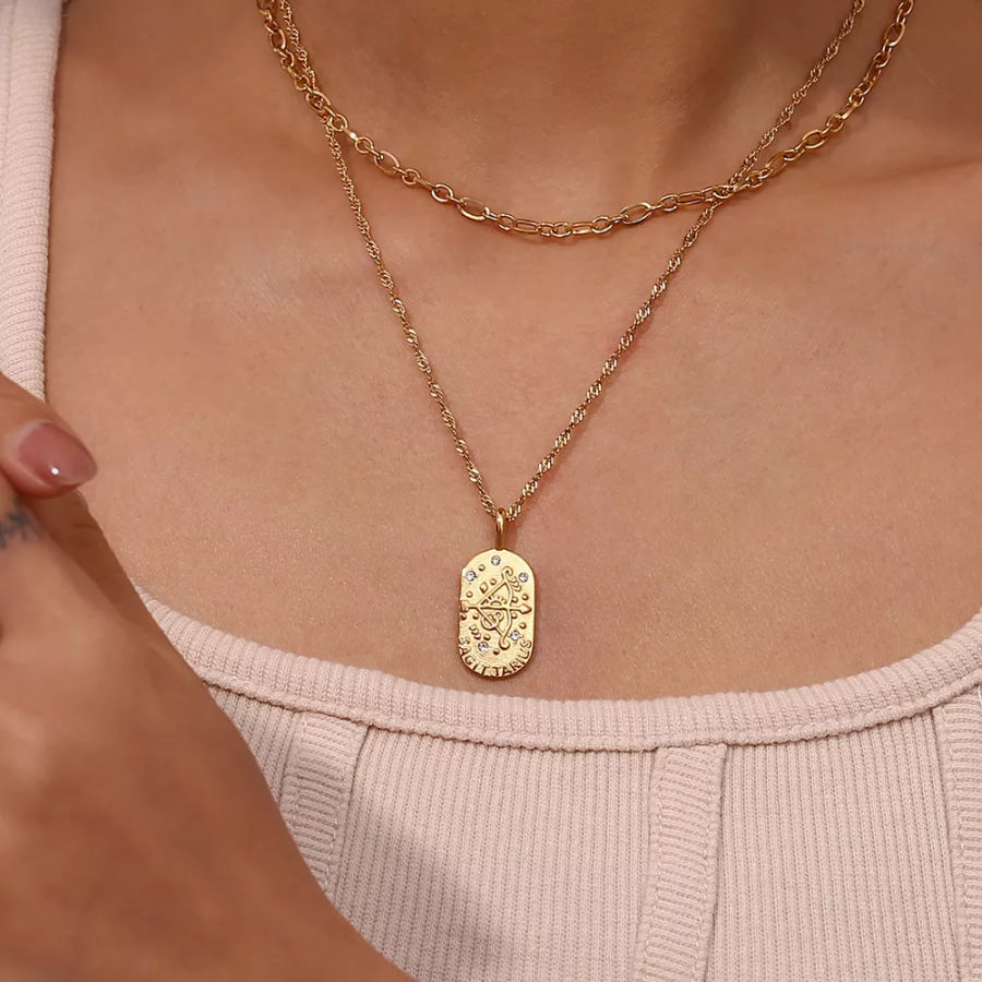 18K Gold-Plated Oval Zodiac Pendant Necklace Apparel and Accessories